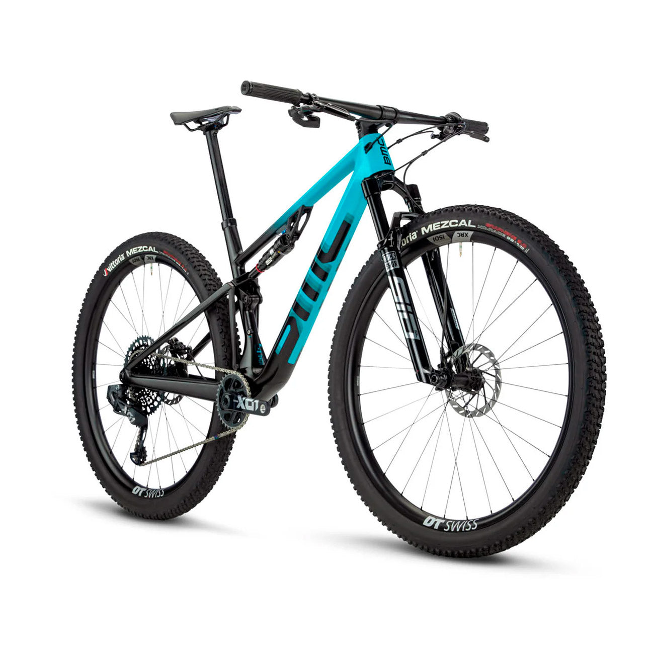 foto dettaglio fronte bicicletta mountain bike in carbonio bmc fourstroke 01 one